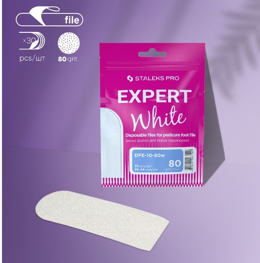 DFE-10-80w Disposable white files for metal foot file EXPERT 10, 80 grit (30 pcs)