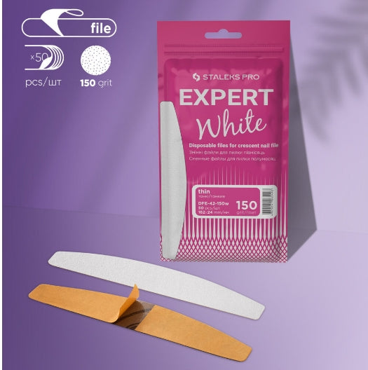 Replacement Sticker White Disposable PapmAm File Crescent Expert 42 150 Grit (50pcs) DFE-42-150W