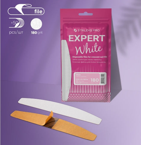 Replacement Sticker White Disposable PapmAm File Crescent Expert 42 180 Grit (50pcs) DFE-42-180W