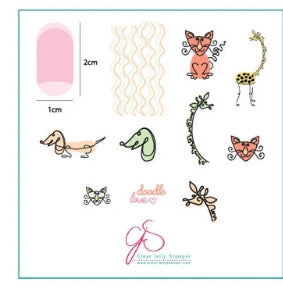 Plaques d'estampage en acier (6 cm x 6 cm) CjS-127 Doodle Love