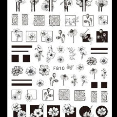 Flower Stickers Black/White F810