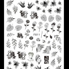 Flower Stickers Black/White F811