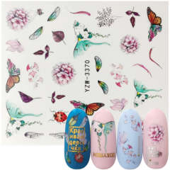 Water Decal Butterfly Flower YZW- 3370