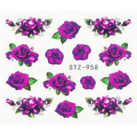 Water Decal Purple Flower STZ-958