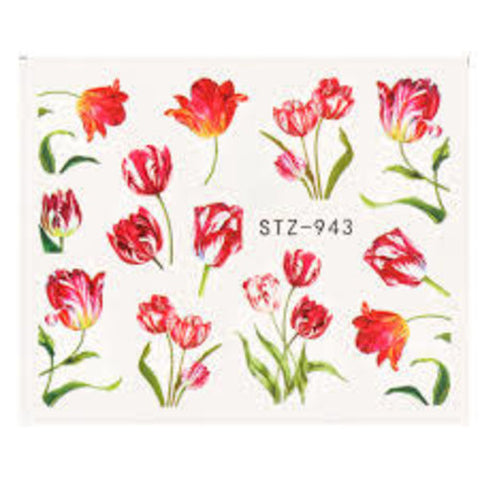 Water Decal Red Flower STZ-943