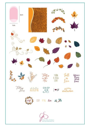Plaque d'estampage en acier (14 cm x 9 cm) CjS- 86 Forever Autumn