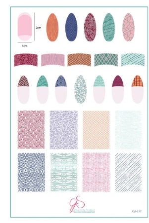 French-Textile – Collection 1 (CjS-227) Plaque de Stamping Nail Art en Acier (14 cm x 9 cm)