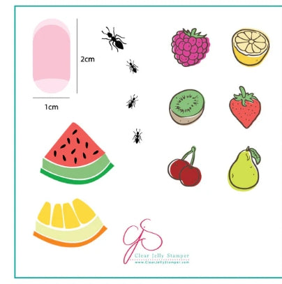 Plaques d'estampage en acier (6 cm x 6 cm) CJS-63 Des fruits, ça vous tente ?