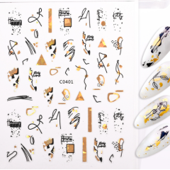 Gold & Black Abstract Stickers C0401