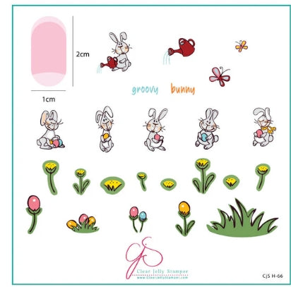 Groovy Bunny (CjSH-66) Steel Stamping Plate (8 x 8)