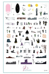 Steel Stamping Plate (14cm x 9cm) CJSH-98 Halloween Silhouettes