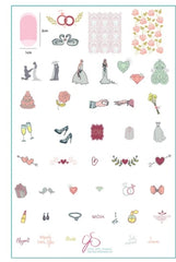 Plaque d'estampage en acier (14 cm x 9 cm) Here Comes the Bride (CjS-70)