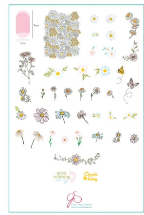 Plaque d'estampage en acier (14 cm x 9 cm) Je rêve de marguerites (CjS-104)