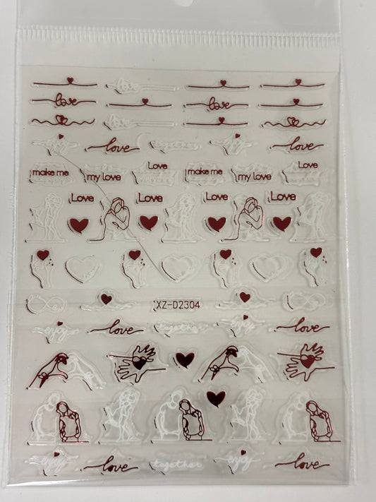 Valentines Stickers Metallic XZ-D2304