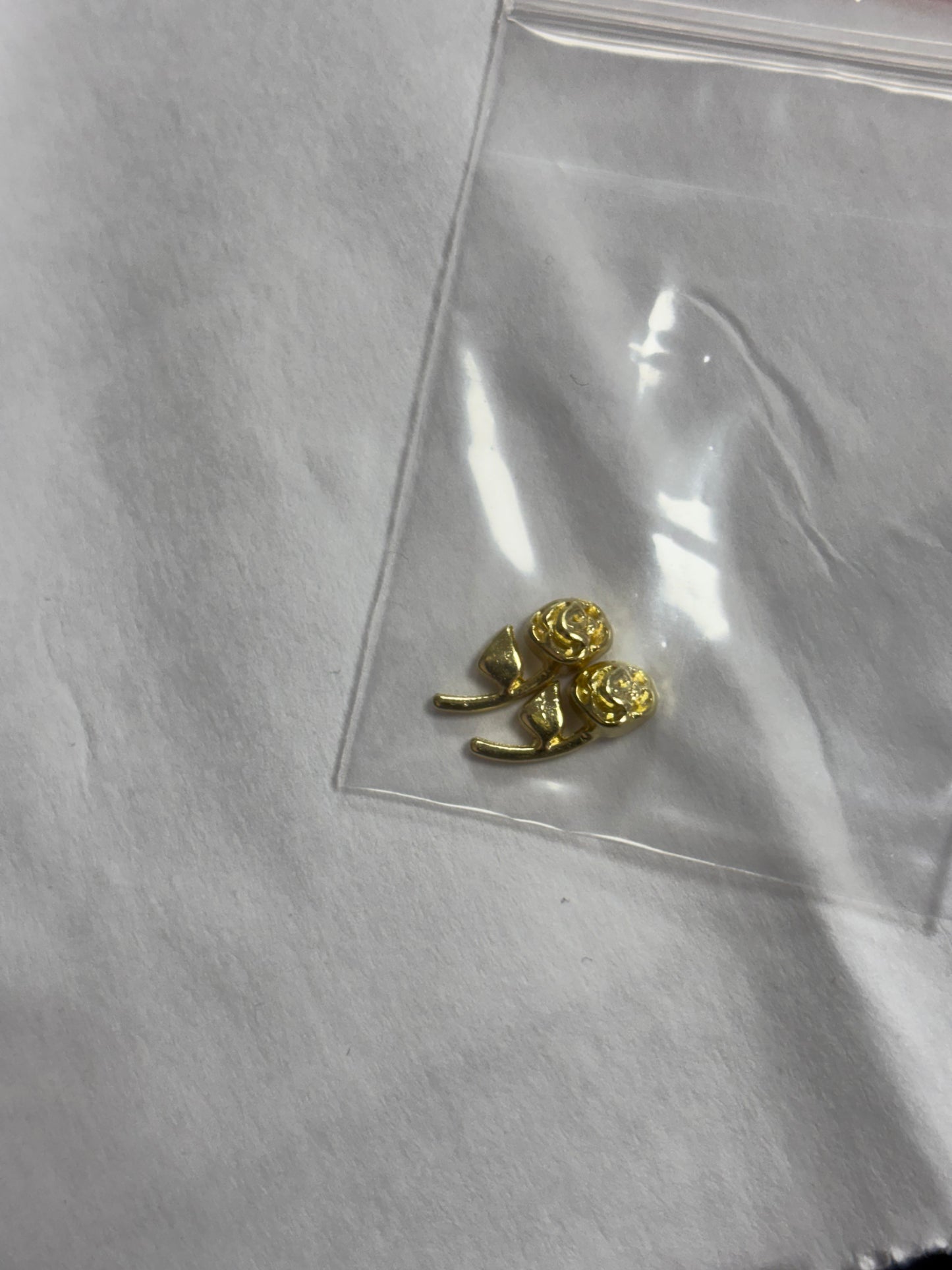 Metal Rose #2 Charms Gold 2pc