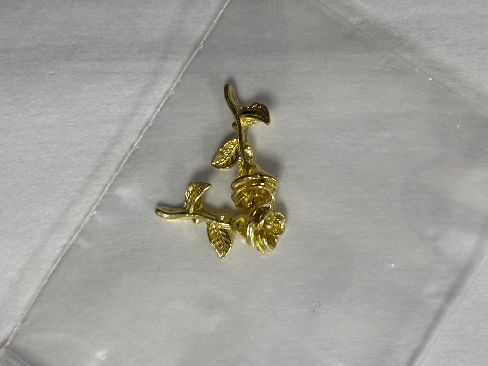 Metal Rose #3 Charms Gold 2pc