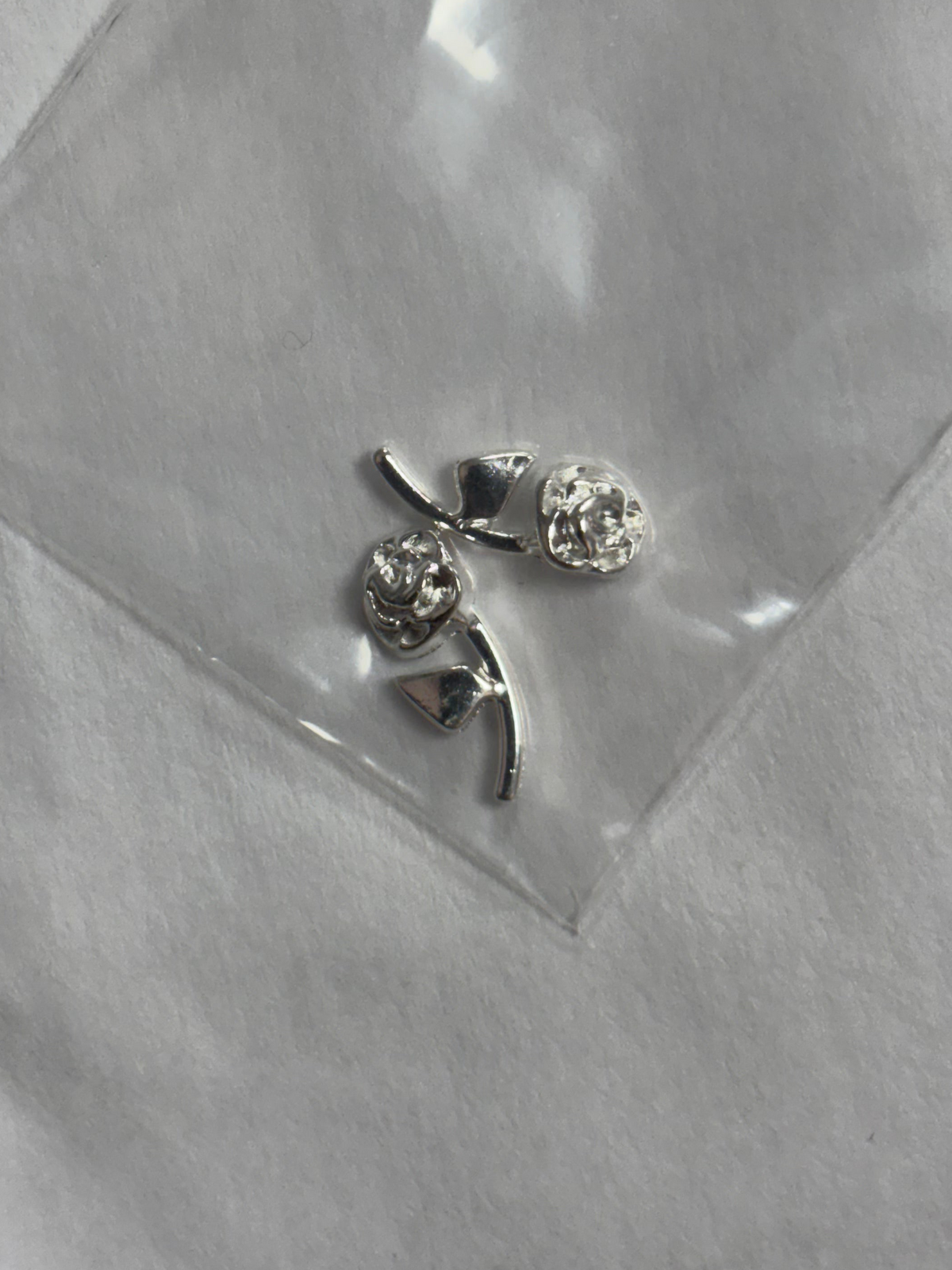 Metal Rose #2 Charms Silver 2pc