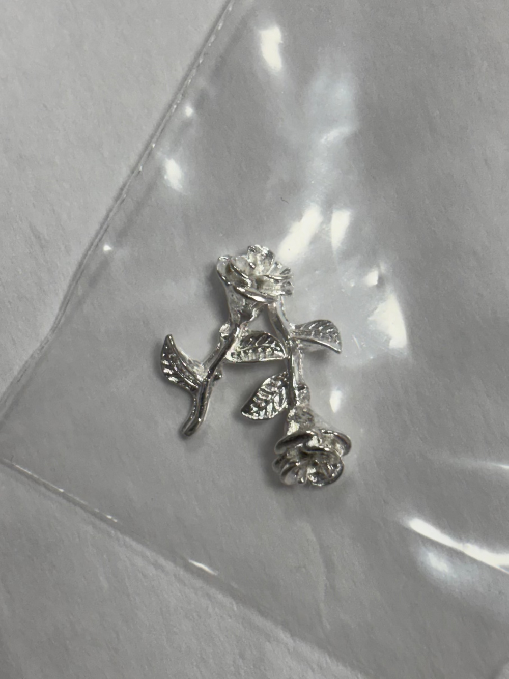 Metal Rose #3 Charms Silver 2pc