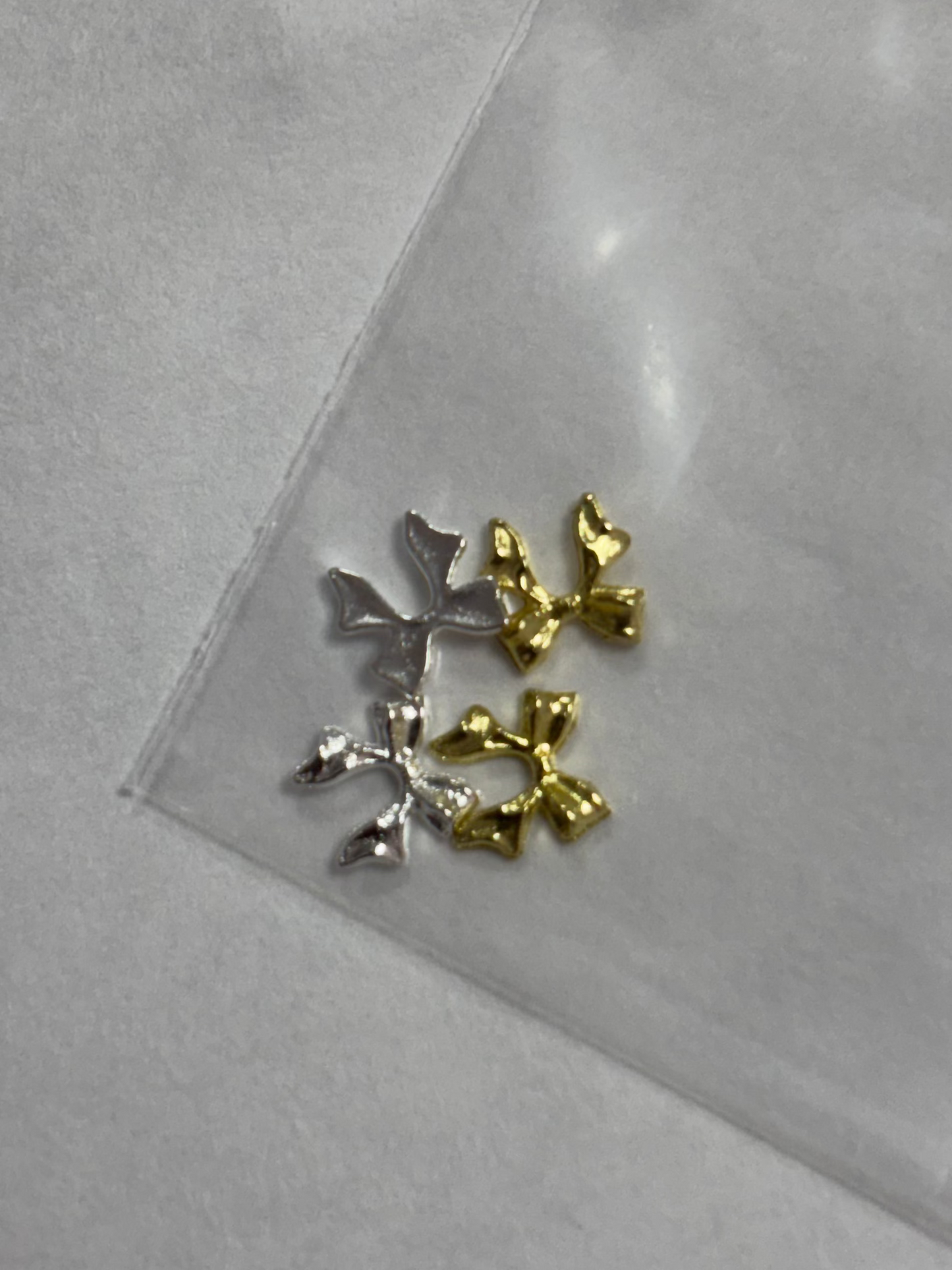 Metal Charms Silver/ Gold Bows 5mm 4pc