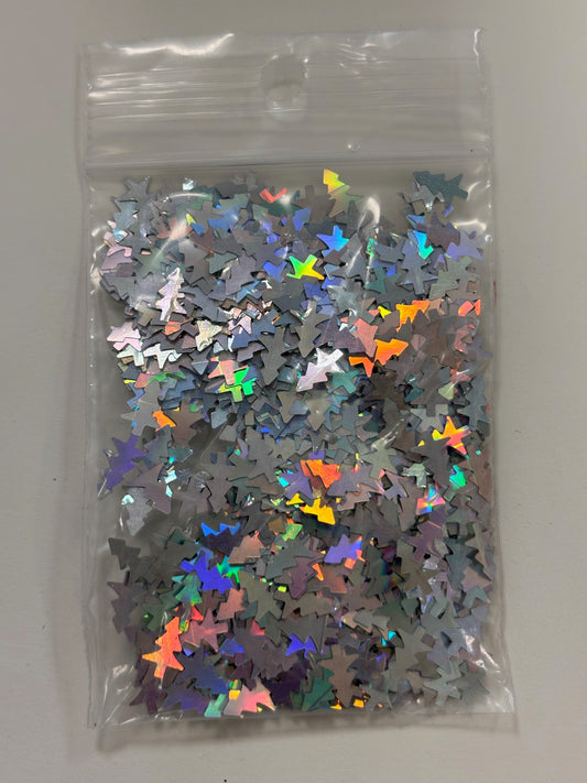Christmas Tree Confetti Holo Silver