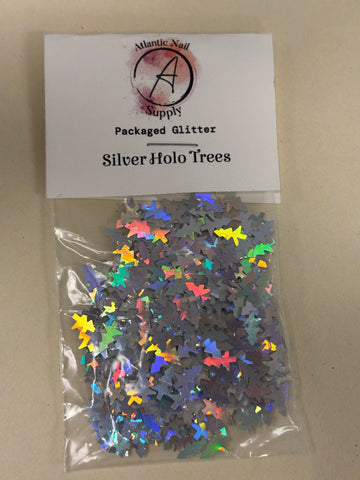 Pre Packaged Glitter- Silver Holo Trees