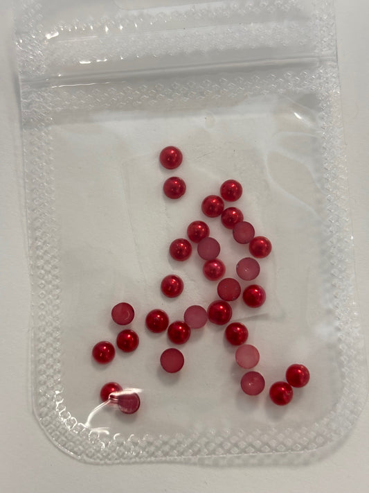 Red Pearl Charms 30 pc 4mm