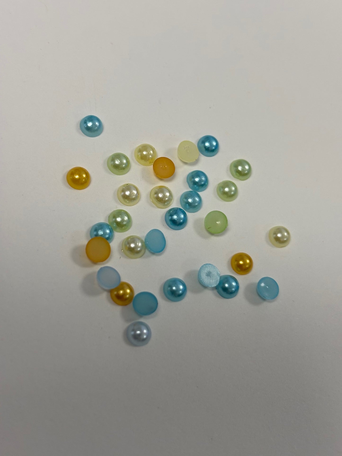 Blue, Green Yellow Mix Pearl Charms 30 pc 4mm