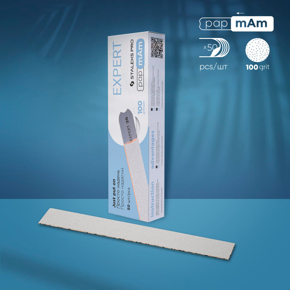 White Disposable PapmAm File Straight Expert 22 100 Grit (50pcs) DFCE-22-100w