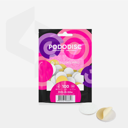 PDFS-25-100w White refill pads on soft foam layer for pedicure disc Pododisc Pro L, 100 grit (50 pc)