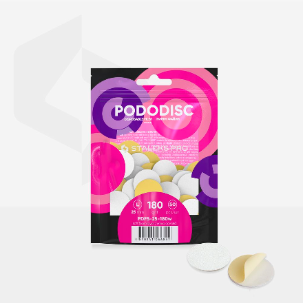 PDFS-25-180w White refill pads on soft foam layer for pedicure disc Pododisc Pro L, 180 grit (50 pc)