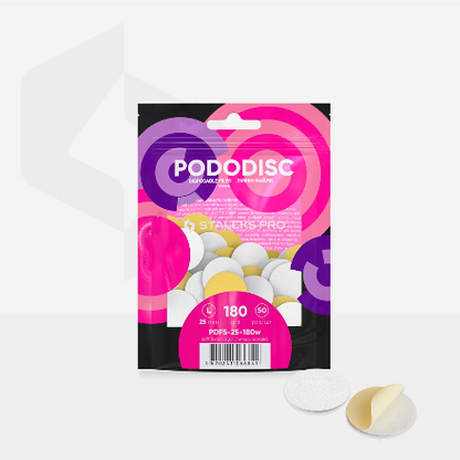 PDFS-25-180w White refill pads on soft foam layer for pedicure disc Pododisc Pro L, 180 grit (50 pc)