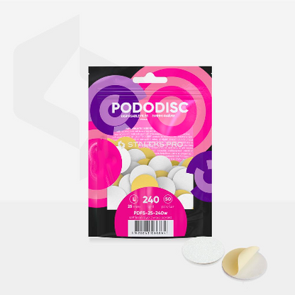 PDFS-25-240w White refill pads on soft foam layer for pedicure disc Pododisc Pro L, 240 grit (50 pc)