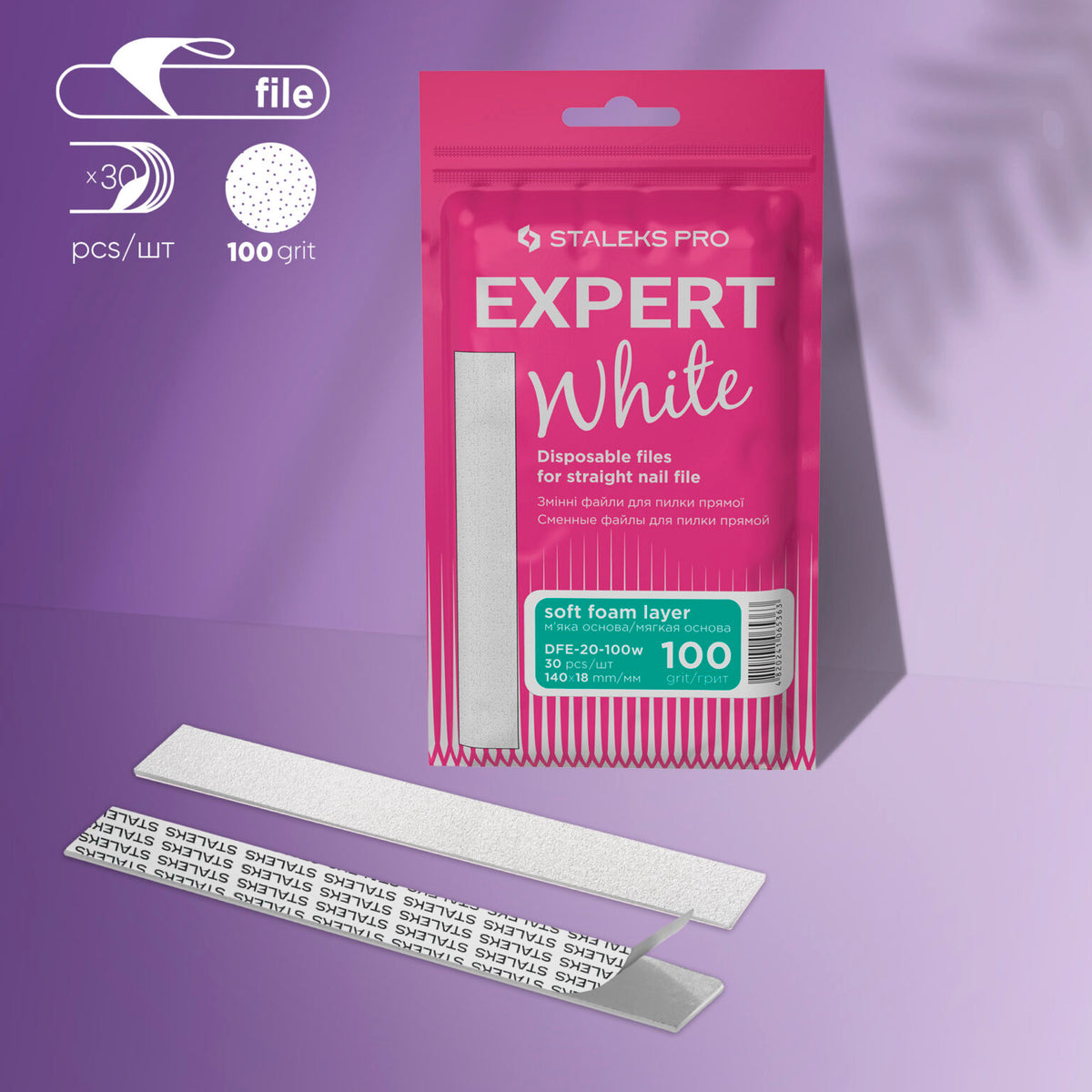 Disposable files for straight file on a soft foam layer Grit (30pcs) DFE-20-100w