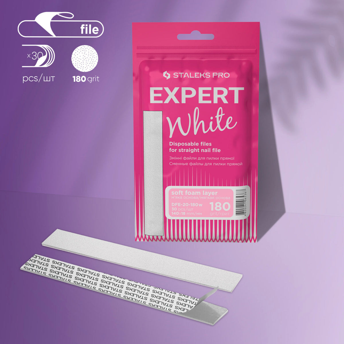 Disposable files for straight file on a soft foam layer Grit (30pcs) DFE-20-180w
