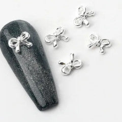 Mini bows Nail Gems silver 5pcs