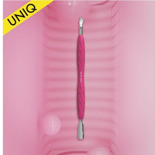 PQ-10/4.2 Manicure pusher with silicone handle “Gummy” UNIQ 10 TYPE 4.2 (narrow rounded pusher + bent blade)