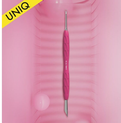 PQ-11/2 Manicure pusher with silicone handle “Gummy” UNIQ 11 TYPE 2 (slanted pusher + ring)