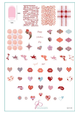 Patterned Valentines (CjSV-34) Steel Nail Art Stamping Plate