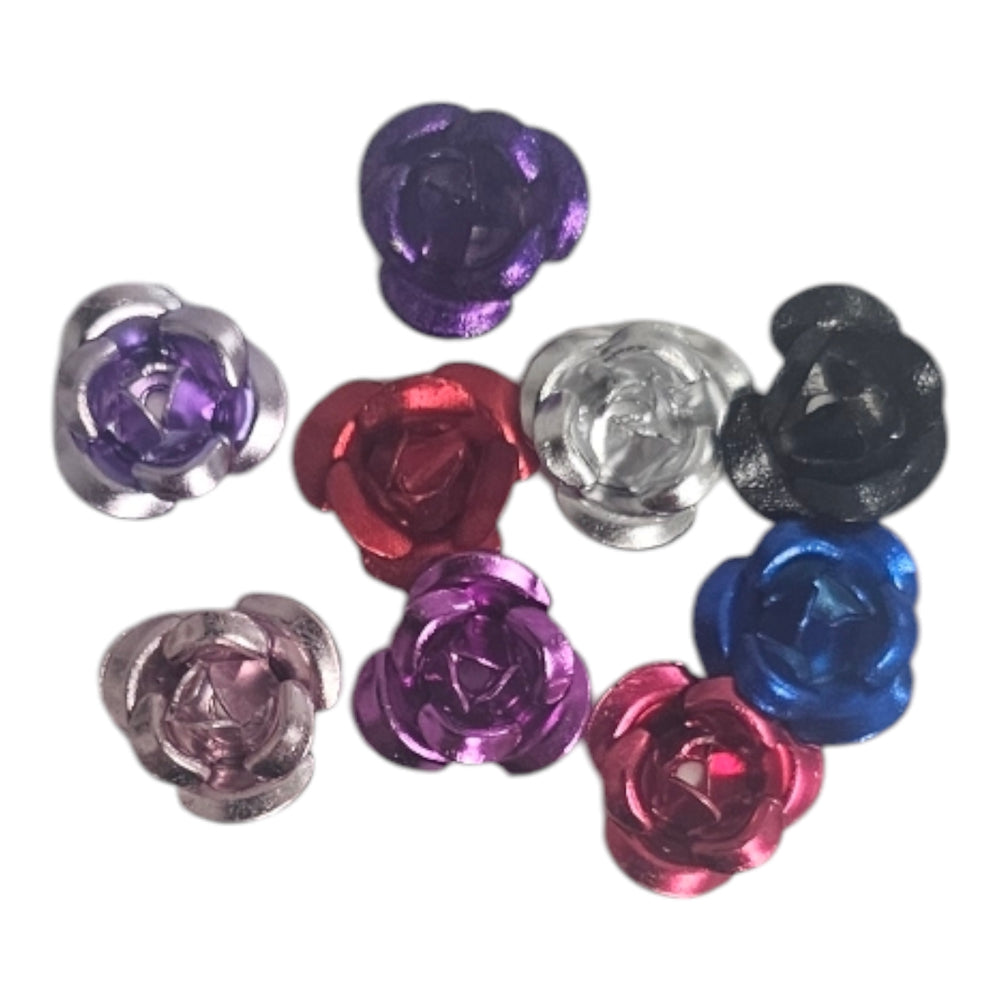Metal Rose Charms Multi Color 8pcs