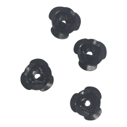 Metal Rose Charms Black 4pc