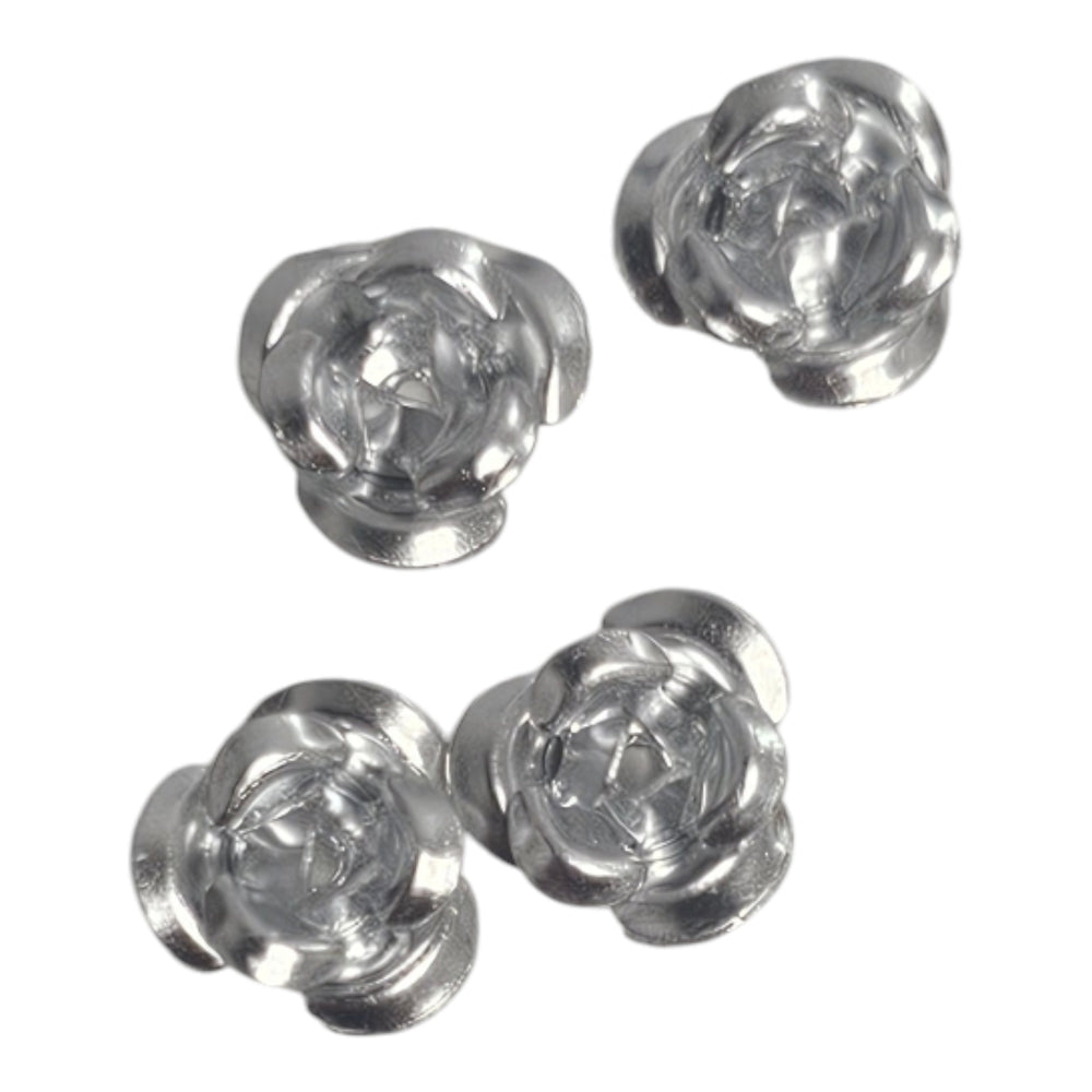 Metal Rose Charms Silver 4pc