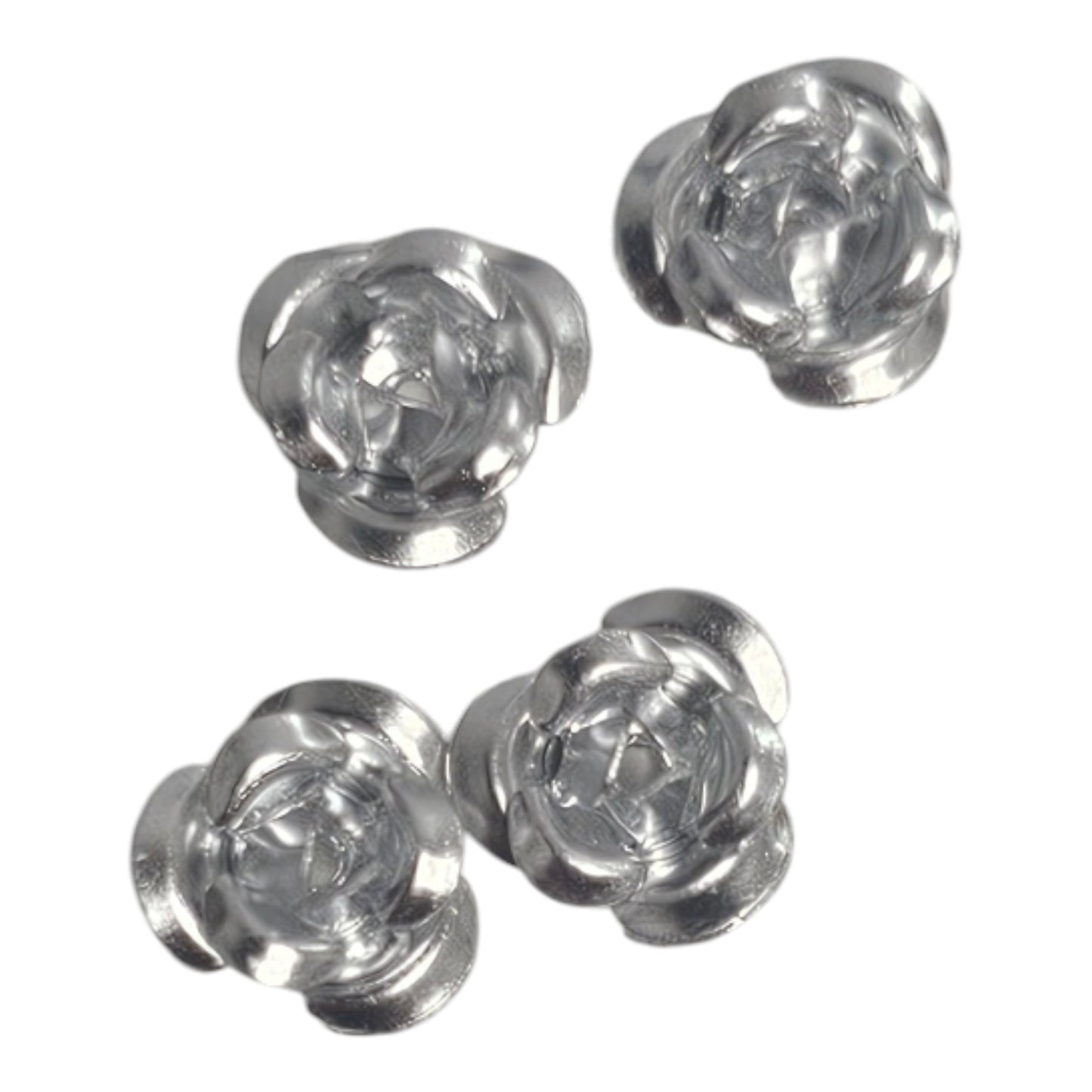 Metal Rose Charms Silver 4pc