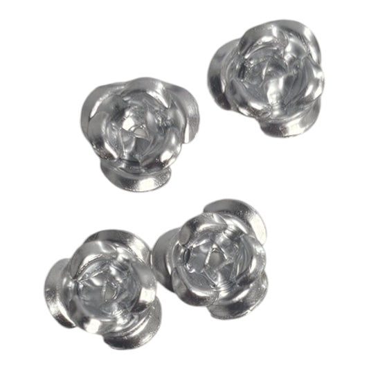 Metal Rose Charms Silver 4pc