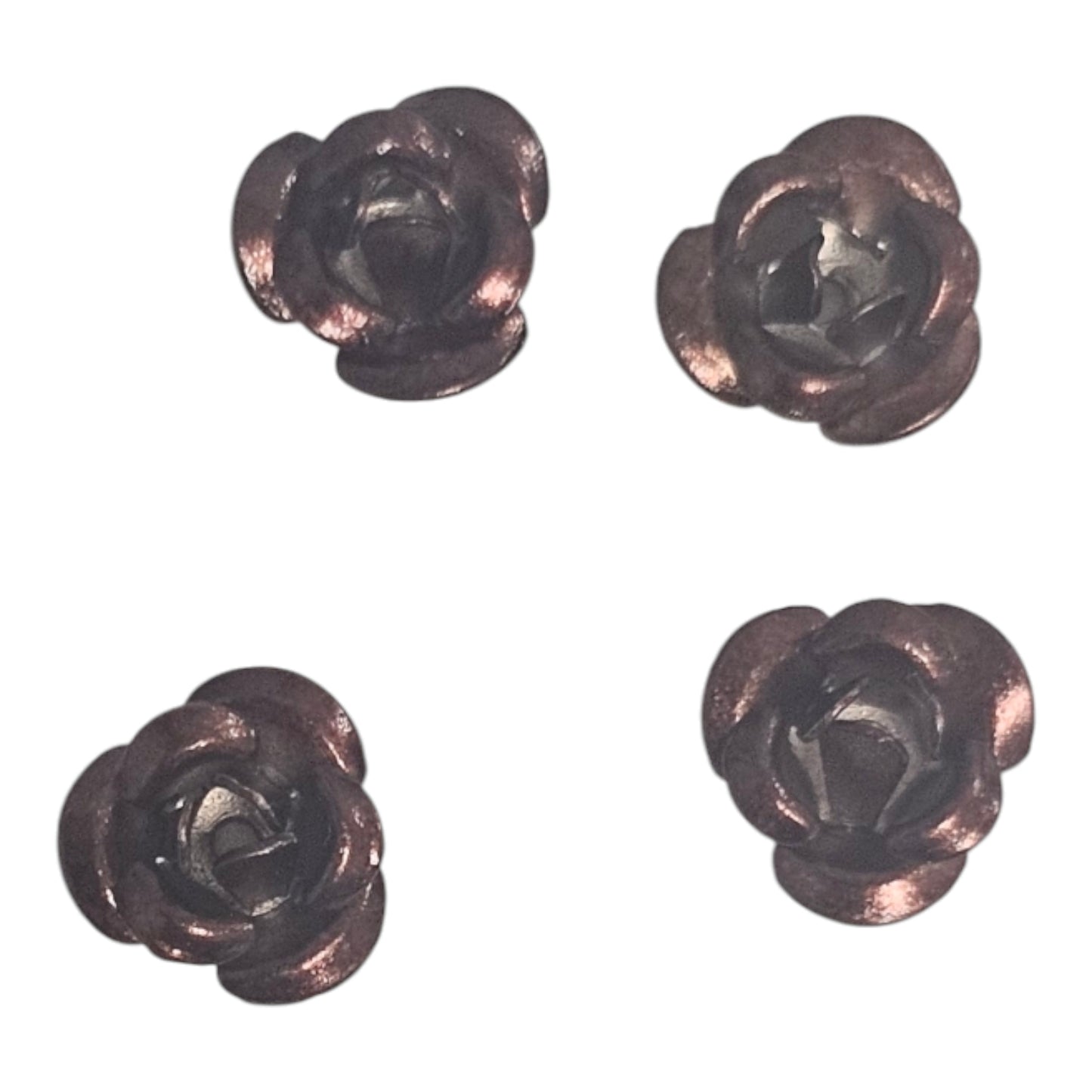 Metal Rose Charms Brown 4pc