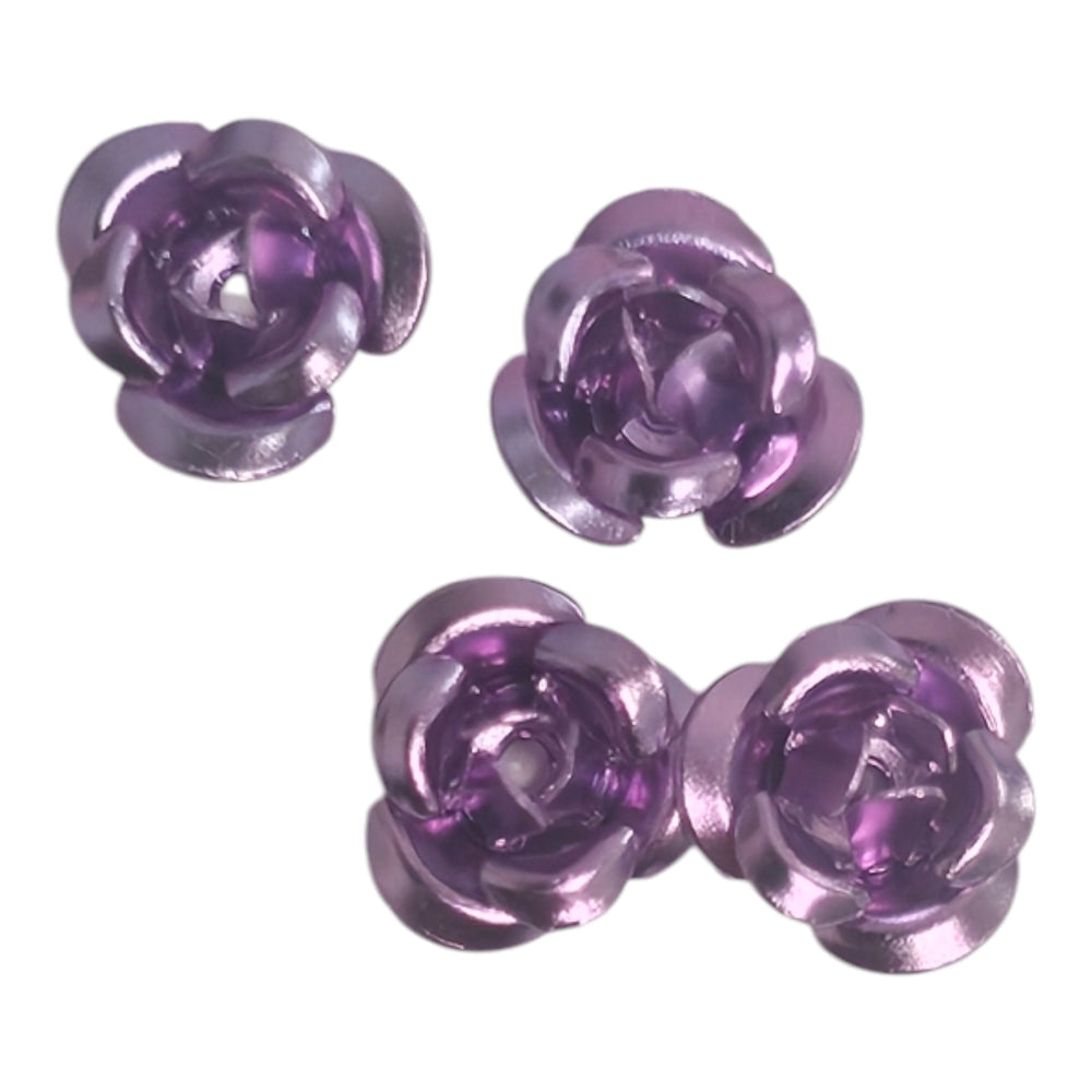 Metal Rose Charms Light Purple 4pc