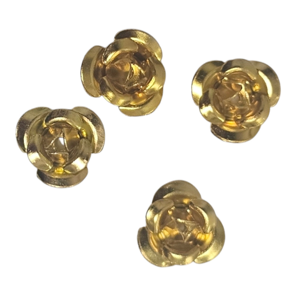 Metal Rose Charms Gold 4pc