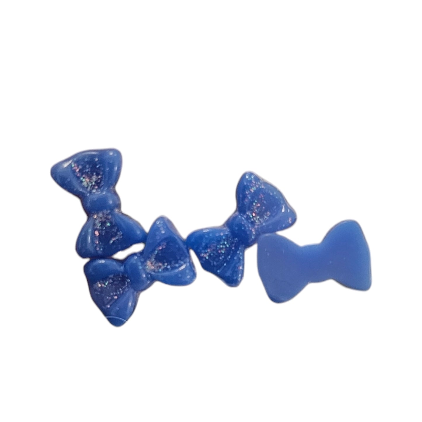 Glitter Bow Charms Blue 4pc