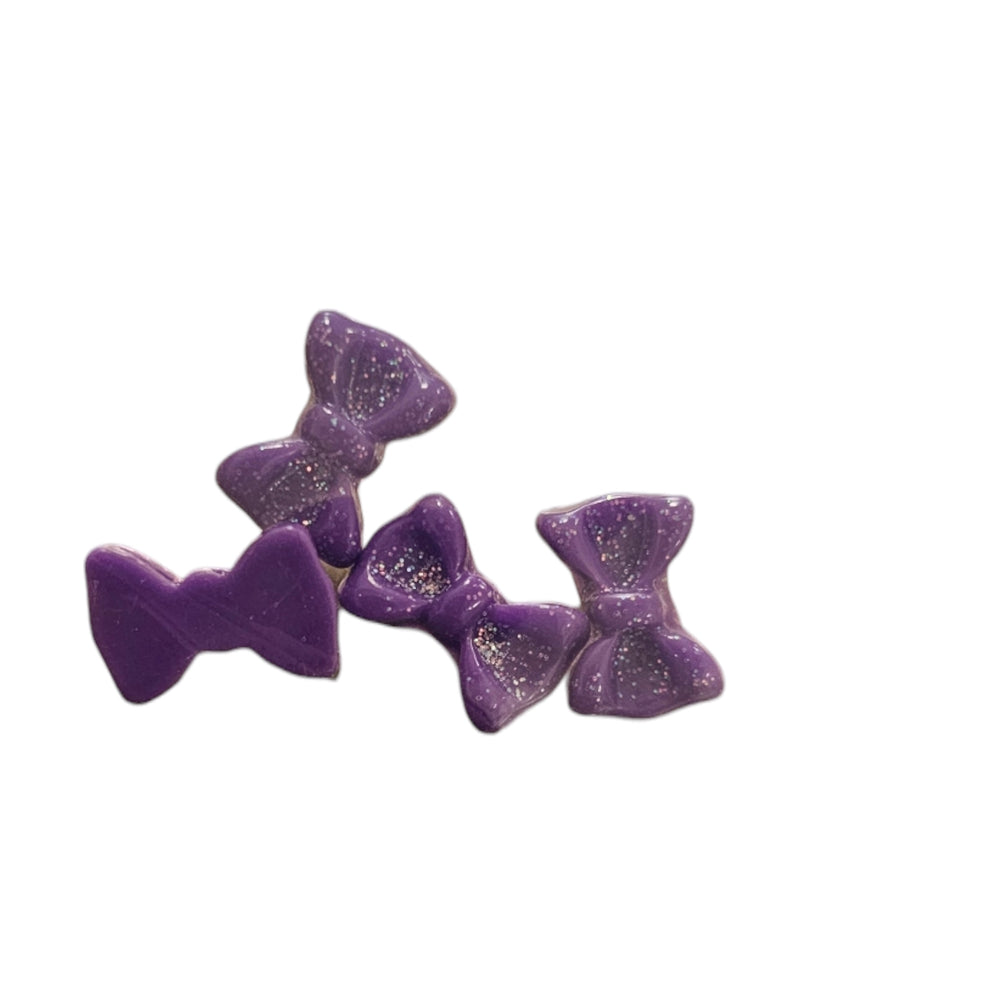 Glitter Bow Charms Purple 4pc