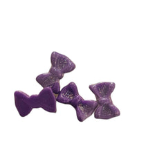 Glitter Bow Charms Purple 4pc