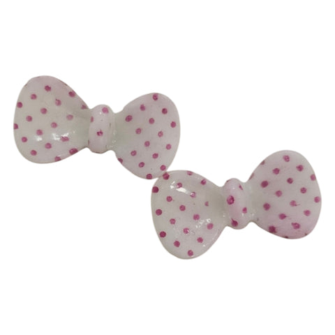 Bow Charms White Polka Dot
